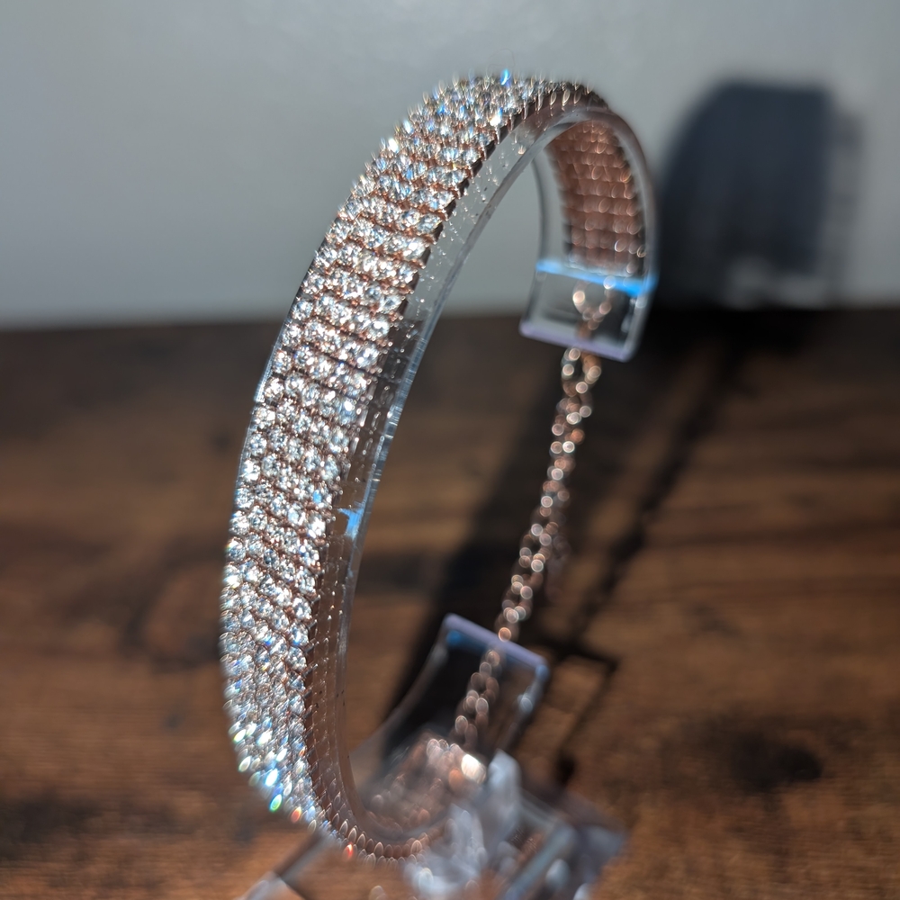 Rose Gold Pavé Crystal Bangle Bracelet - Women Jewelry